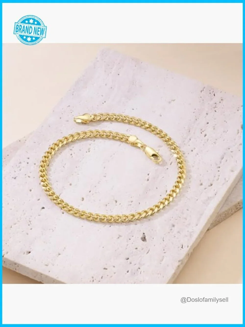 14K Gold Cuban Link Anklet Elegant Minimalist Waterproof Adjustable Sizes